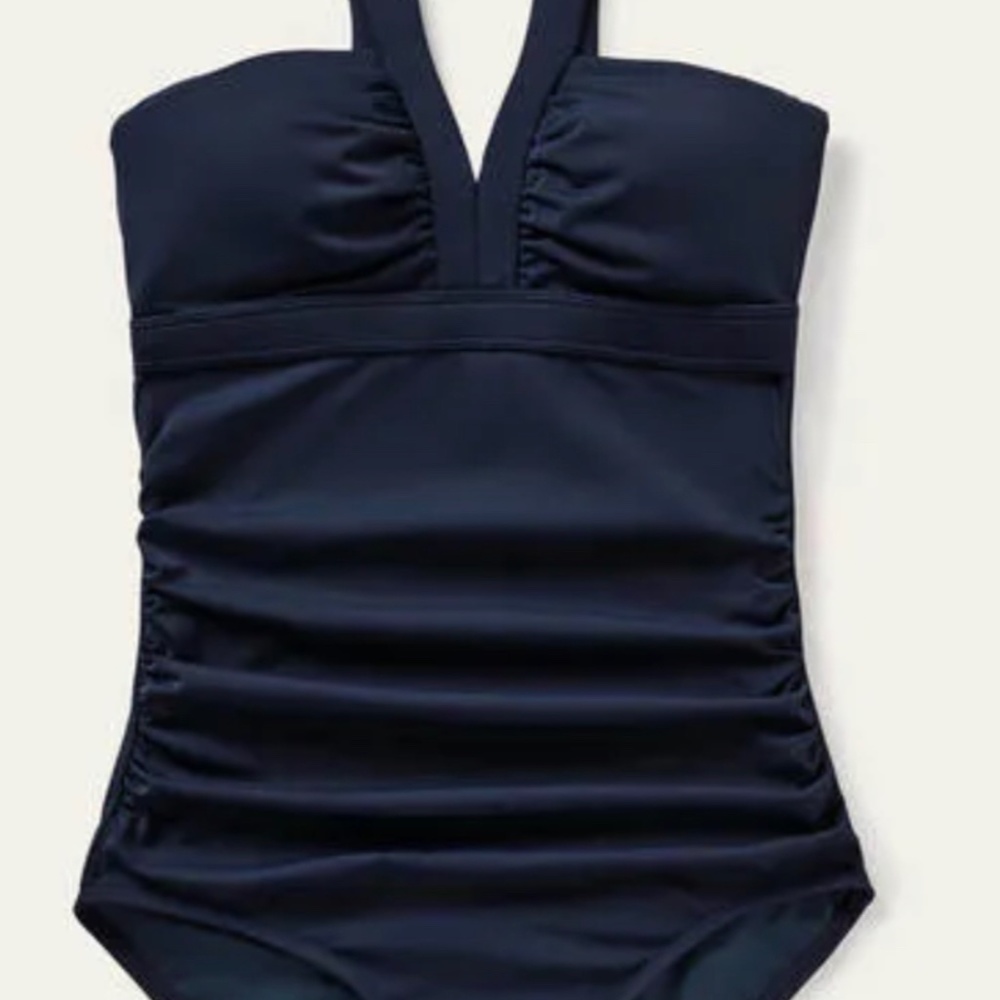 NWT Boden Women's French Navy Corsica V-Neck Swimsuit 12R